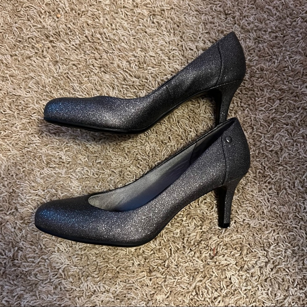 silver sparkly heels size 8.5